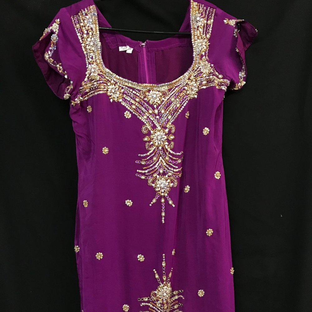 Indian Inspired Magenta Dress w Scarf and Pants